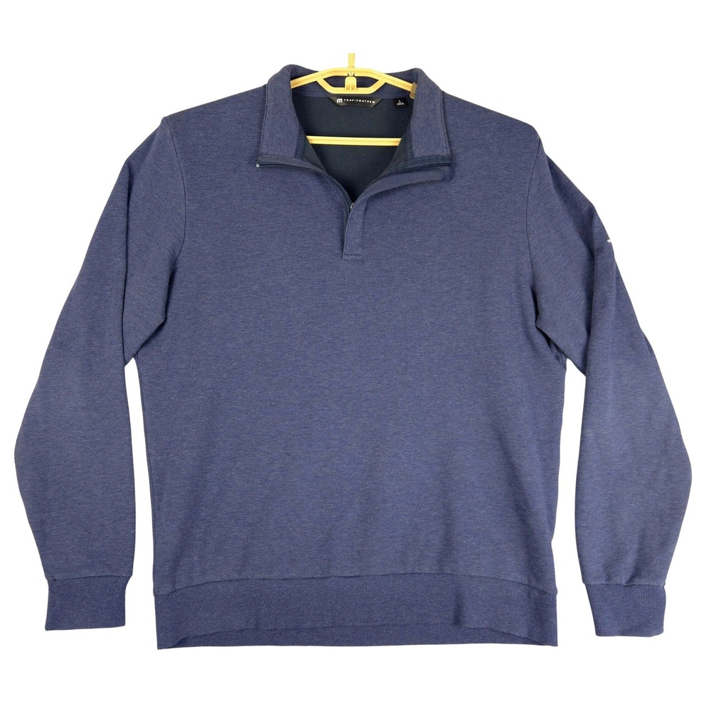 Travis Mathew Mens Pullover Quarter Zip Sweatshirt Blue Heathered Size L Golf